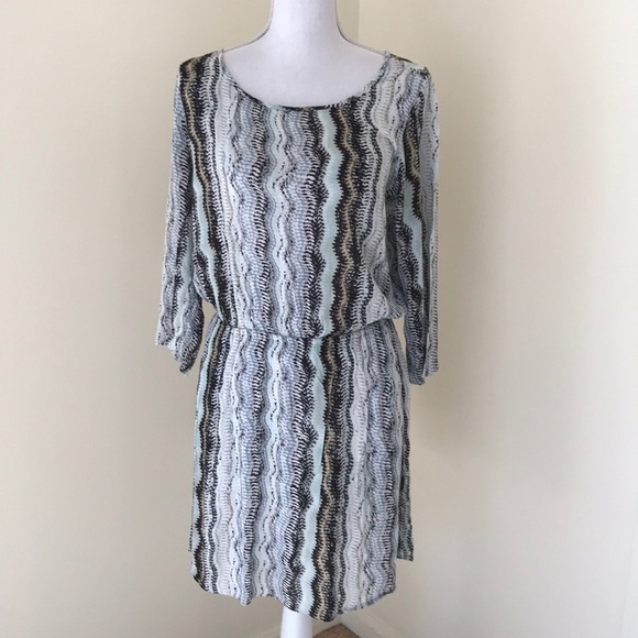 ELLA MOSS Size L Printed Multi 3/4 Sleeve Dress - Picture 1 of 8